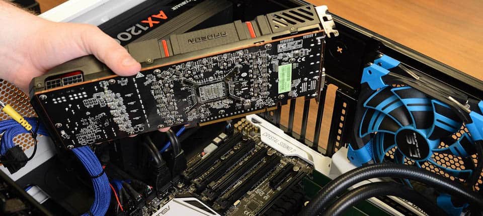 Inserting a graphics card into a PC motherboard