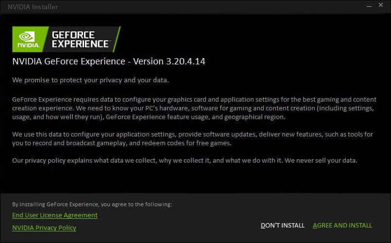 NVIDIA GeForce Experience Installation